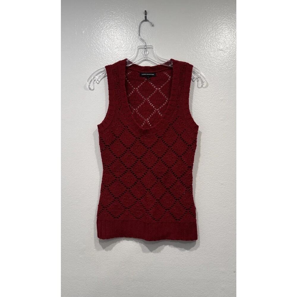 Express Red Crochet Knit Top Women’s Size Small Sleeveless‎ Merino Wool Blend